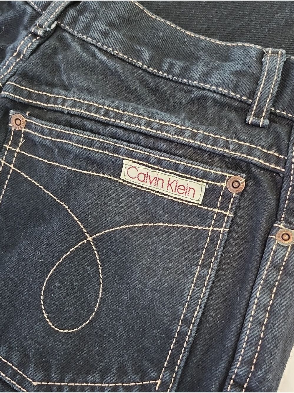 Calvin Klein Vintage 80s Womens Jeans Cotton Dark Wash Sz 12 Fits 6 Straight Leg - Picture 10 of 11